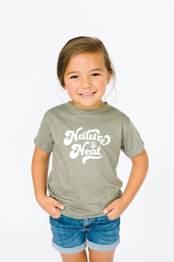 Nature Is Neat Kids T-shirt | Eco Friendly Retro Graphic Tee