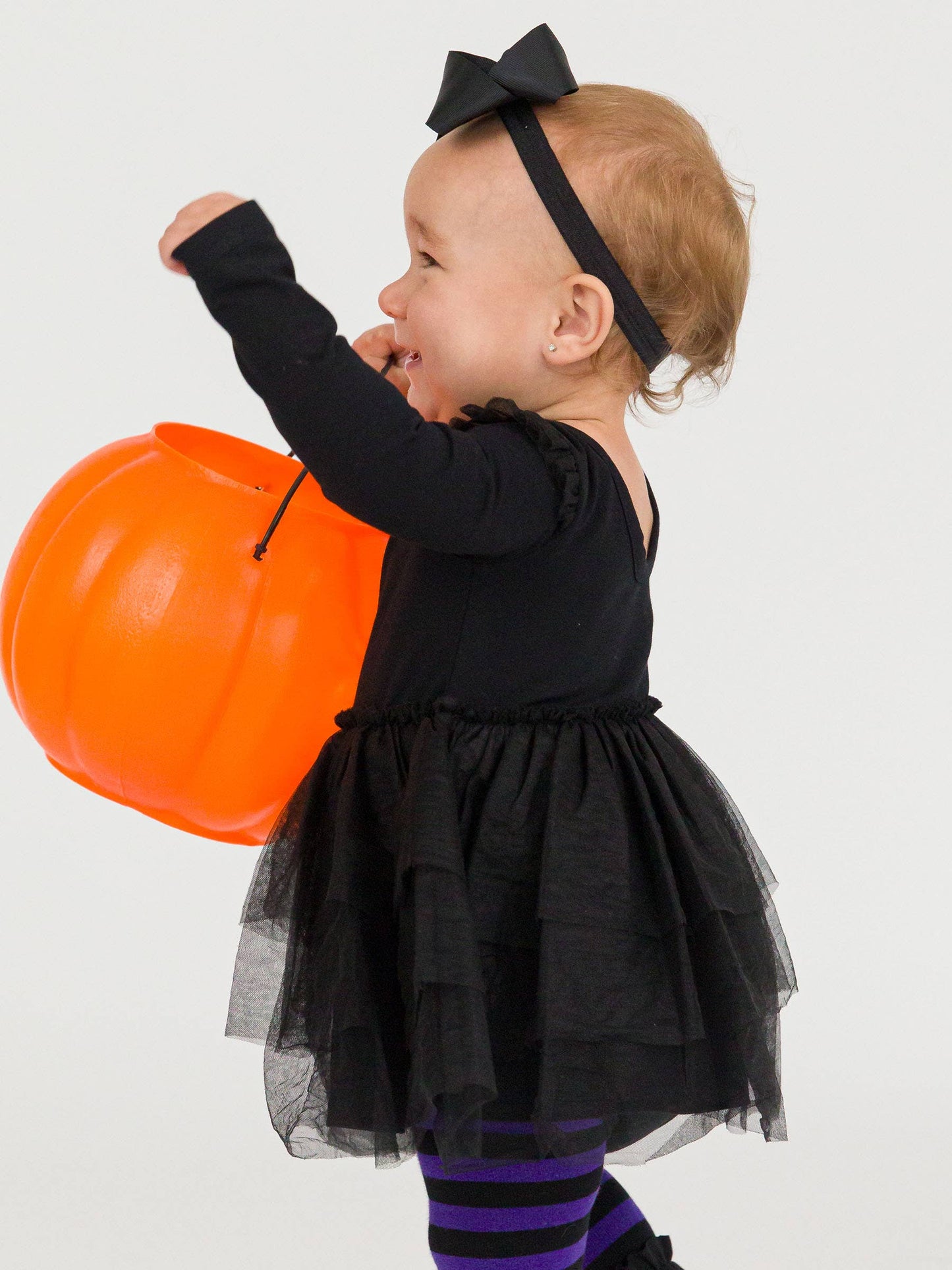Baby Girls Black Flutter Tulle Long Sleeve Twirl Romper