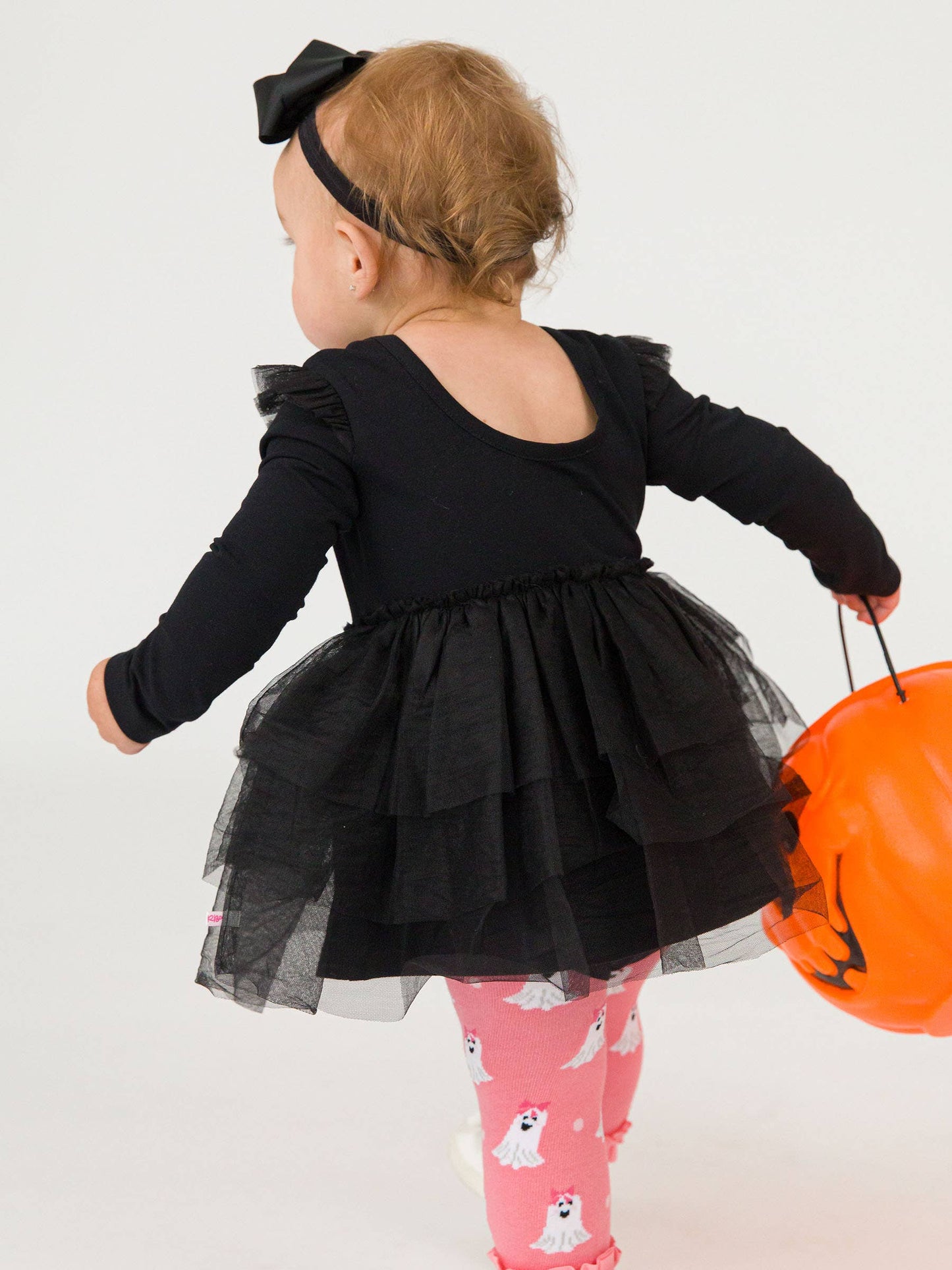 Girls Ghostie Dots Patterned Footless Ruffle Tights