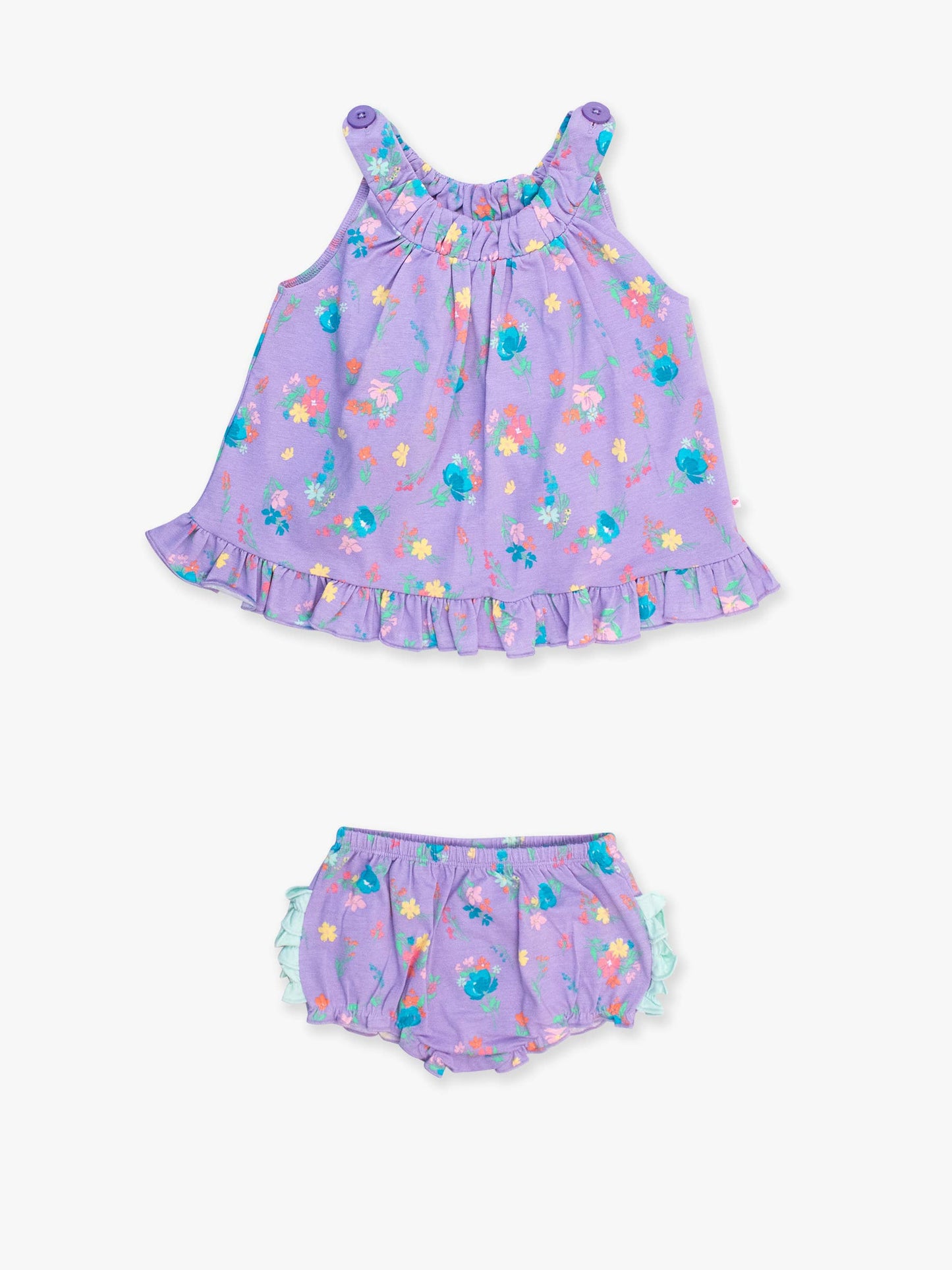 Baby Girls Purple Garden Knit Swing Top and Bloomer Set