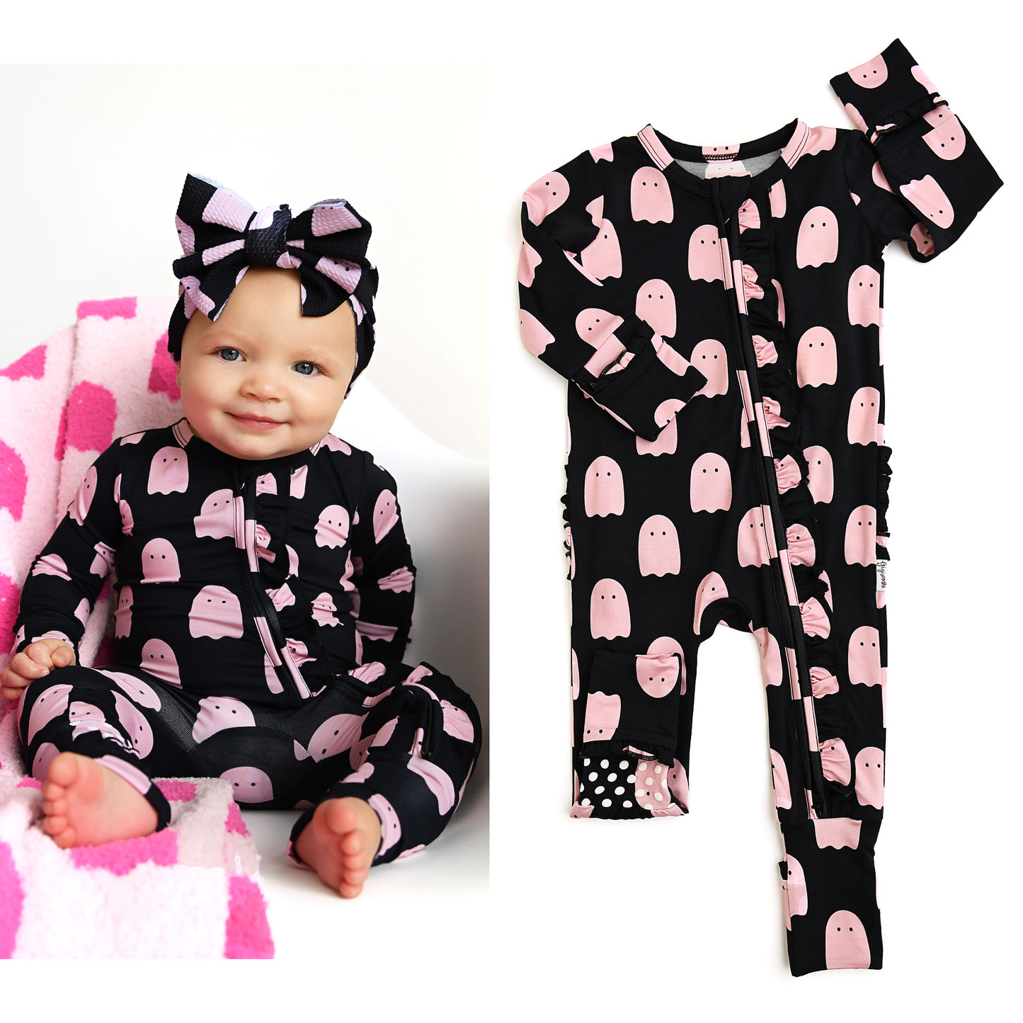 Shade Black RUFFLE ZIP Bamboo Sleepies Little Halloween