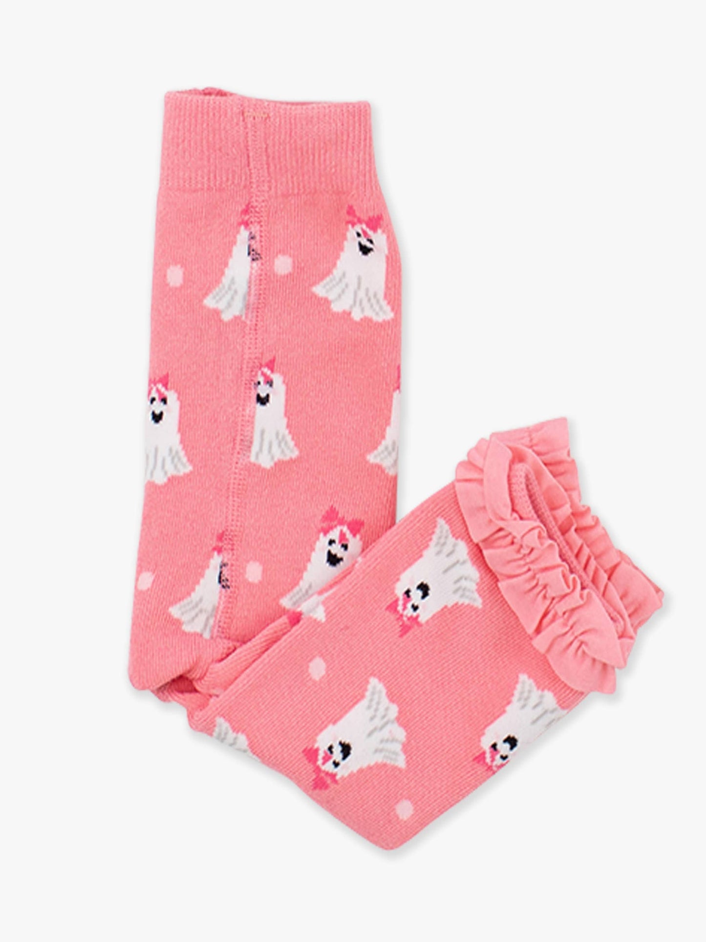 Girls Ghostie Dots Patterned Footless Ruffle Tights