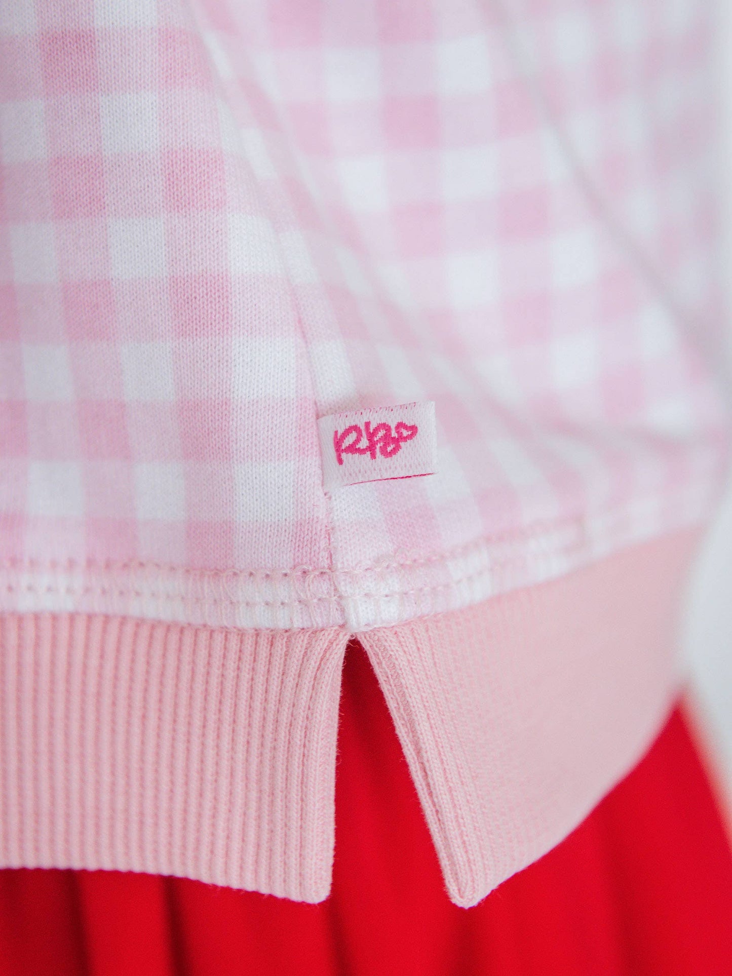 Girls Dear Santa Pink Gingham Applique Flutter Sweatshirt