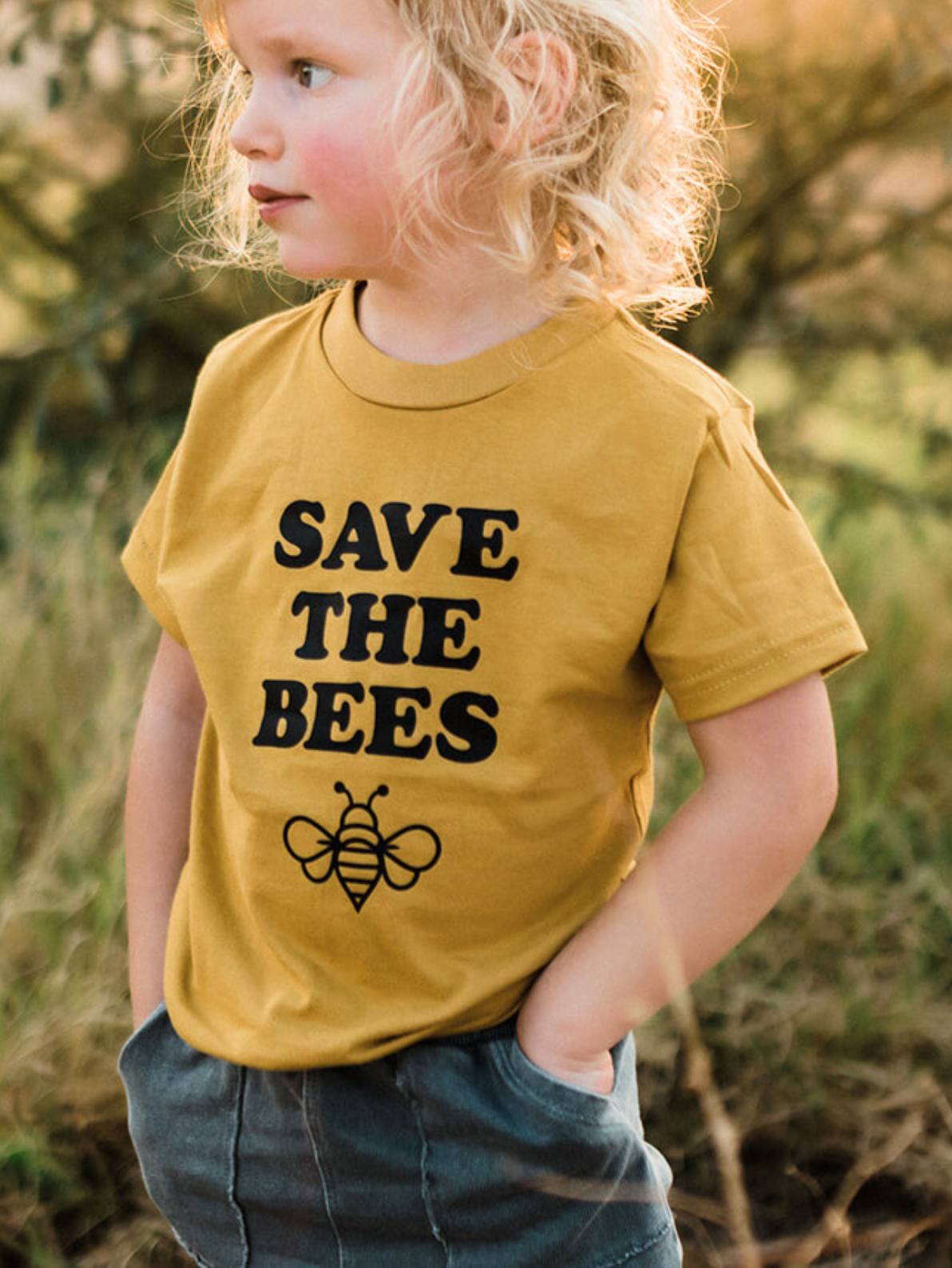 Save the Bees Kids Tshirt | Retro Graphic Pollinator Tee