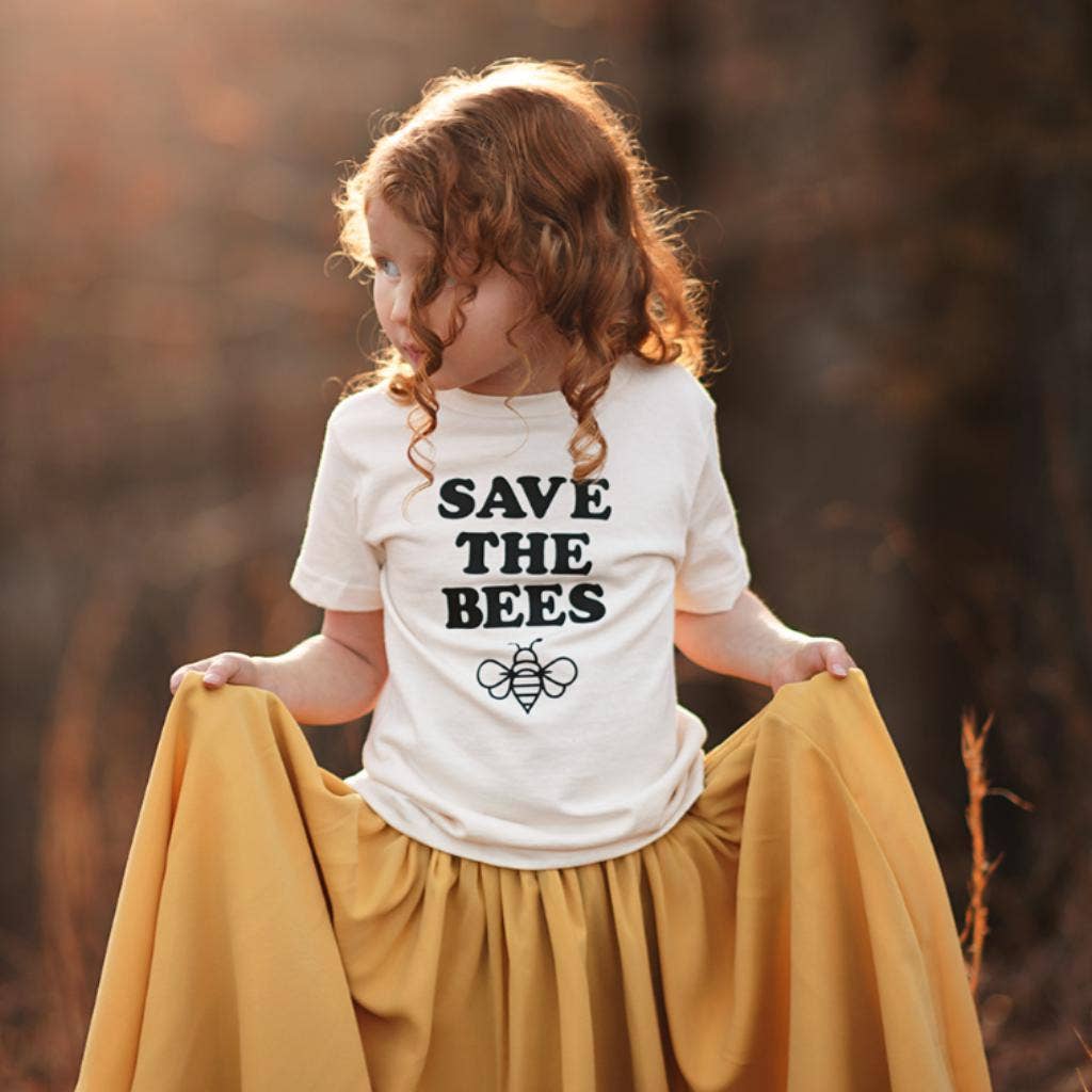 Save the Bees Kids Tshirt | Retro Graphic Pollinator Tee
