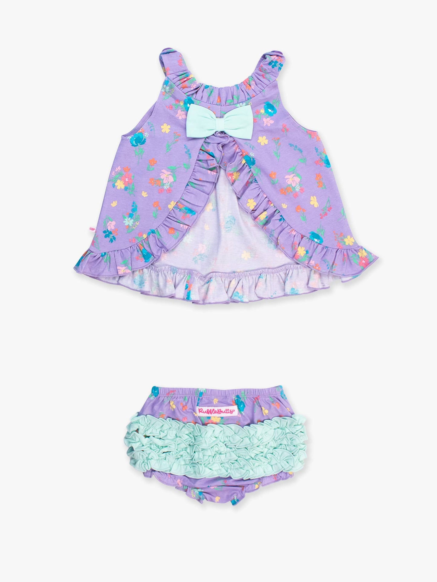 Baby Girls Purple Garden Knit Swing Top and Bloomer Set