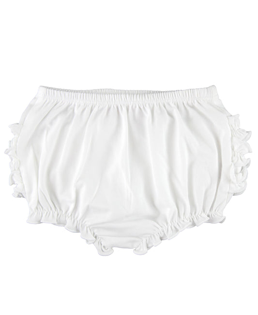 Baby Girls White Knit RuffleButt Bloomer