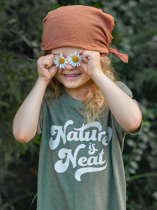 Nature Is Neat Kids T-shirt | Eco Friendly Retro Graphic Tee