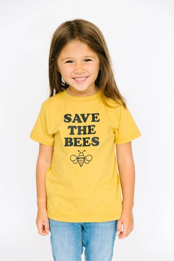 Save the Bees Kids Tshirt | Retro Graphic Pollinator Tee