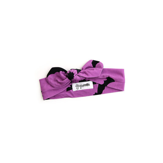Echo Purple Bats TOPKNOT HEADBAND Bamboo Halloween Hair Accessory