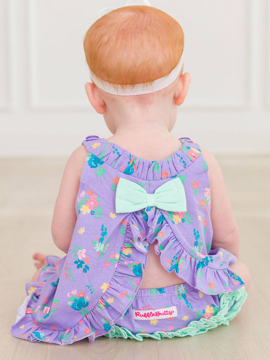 Baby Girls Purple Garden Knit Swing Top and Bloomer Set
