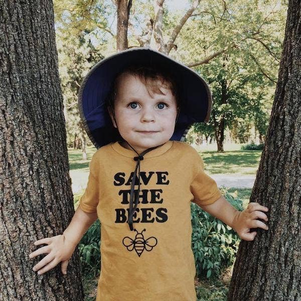 Save the Bees Kids Tshirt | Retro Graphic Pollinator Tee